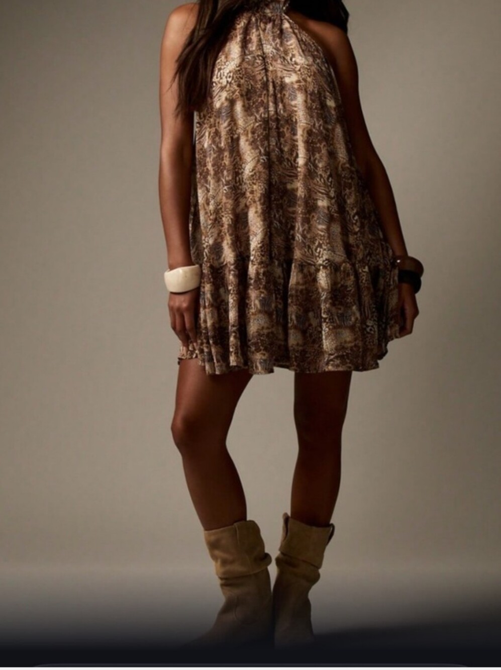 Joie Brown “Black Coffee” Silk Halter Mini Dress Sz 6 NWT